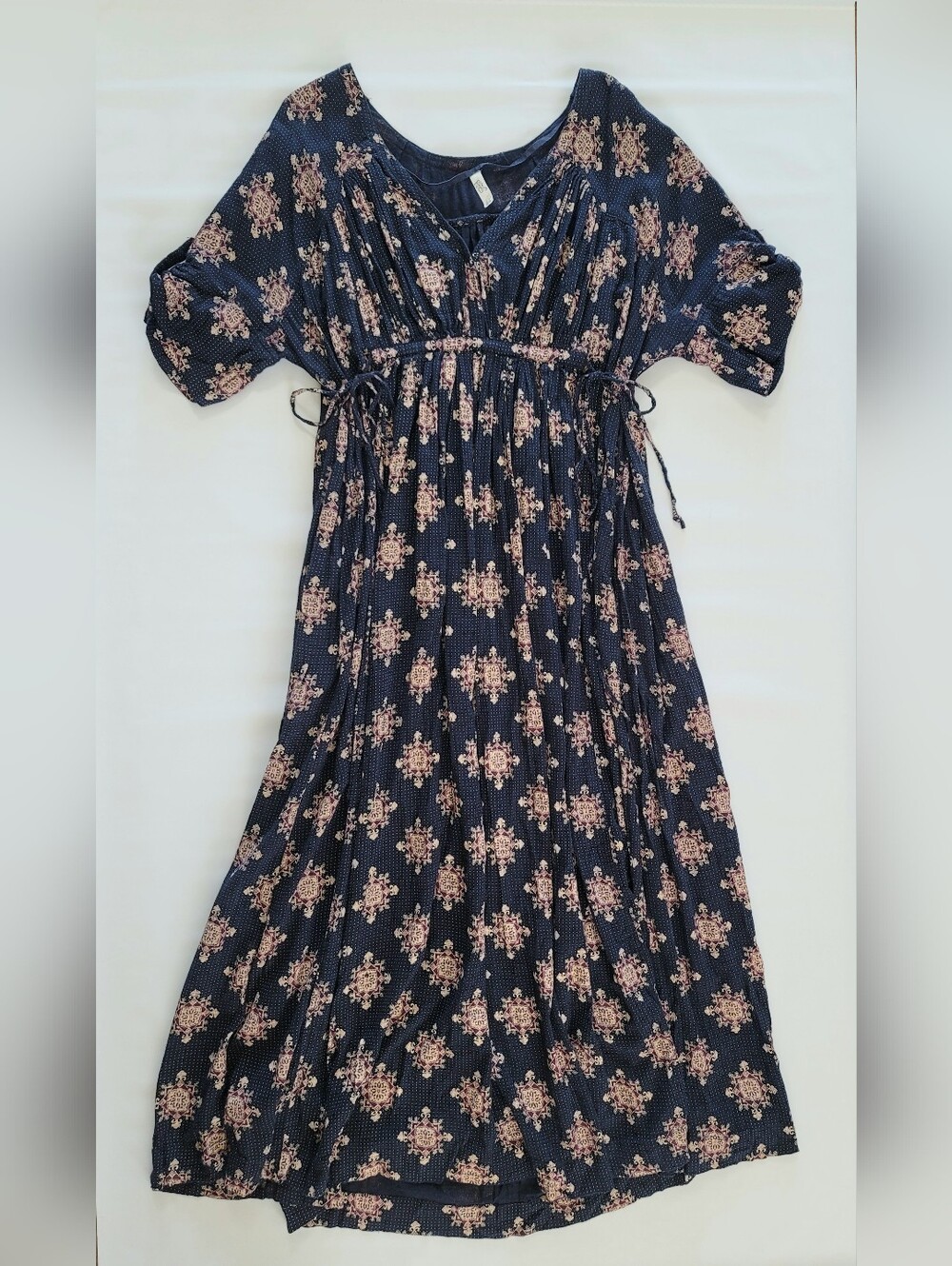 Free People Oasis Maxi Dress Boho V-Neck Short Kimono Sleeve Pockets Festival S - Picture 4 of 10